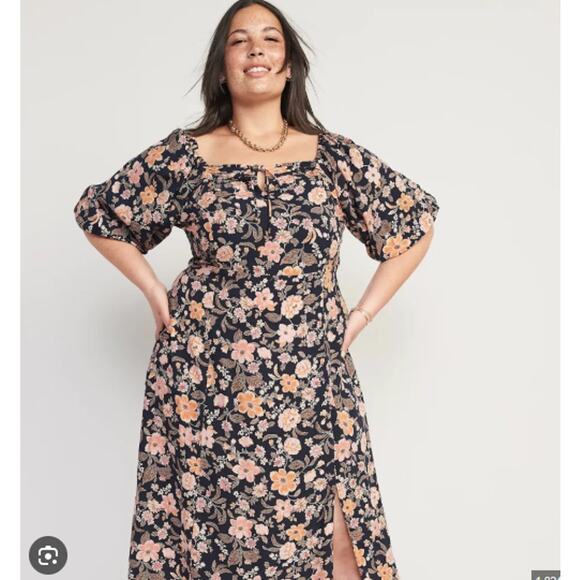 Old Navy Dresses & Skirts - Old Navy Peasant Dress Size 4X Plus Puff Sleeve Cottagecore Floral Boho Prairie